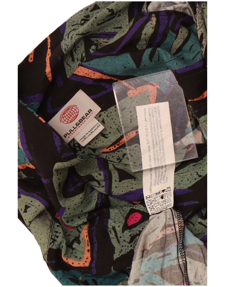 Мужская рубашка с коротким рукавом Pull & Bear XL, разноцветная вискоза с геометрическим рисунком