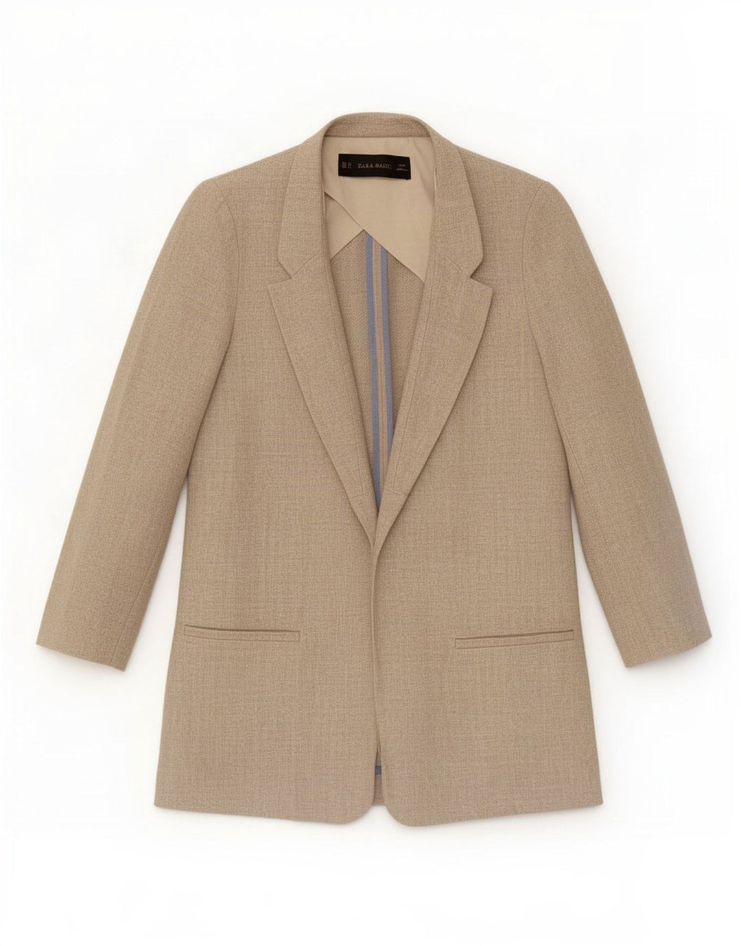 Женский пиджак свободного кроя Zara UK 6 XS, бежевый льняной пиджак