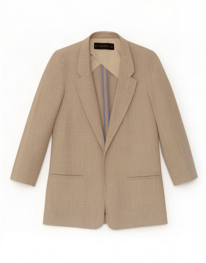 Женский пиджак свободного кроя Zara UK 6 XS, бежевый льняной пиджак