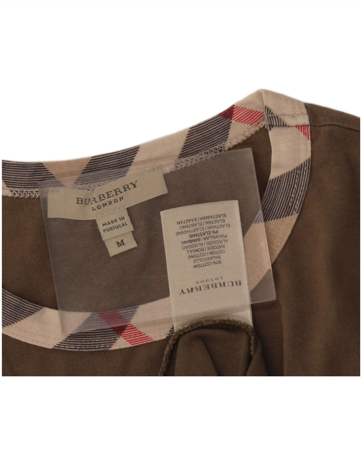 Женская футболка BURBERRY Top UK 12, средний цвет хаки, хлопок