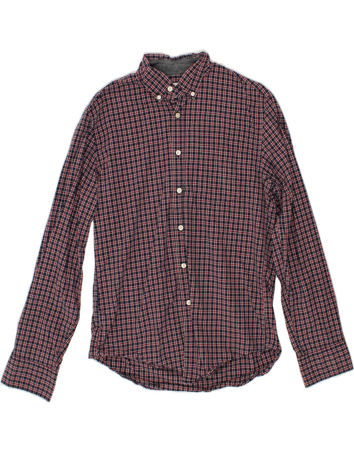 J. CREW Mens Shirt Medium Navy Blue Check Cotton Vintage J. Crew and Second-Hand J. Crew from Messina Hembry 