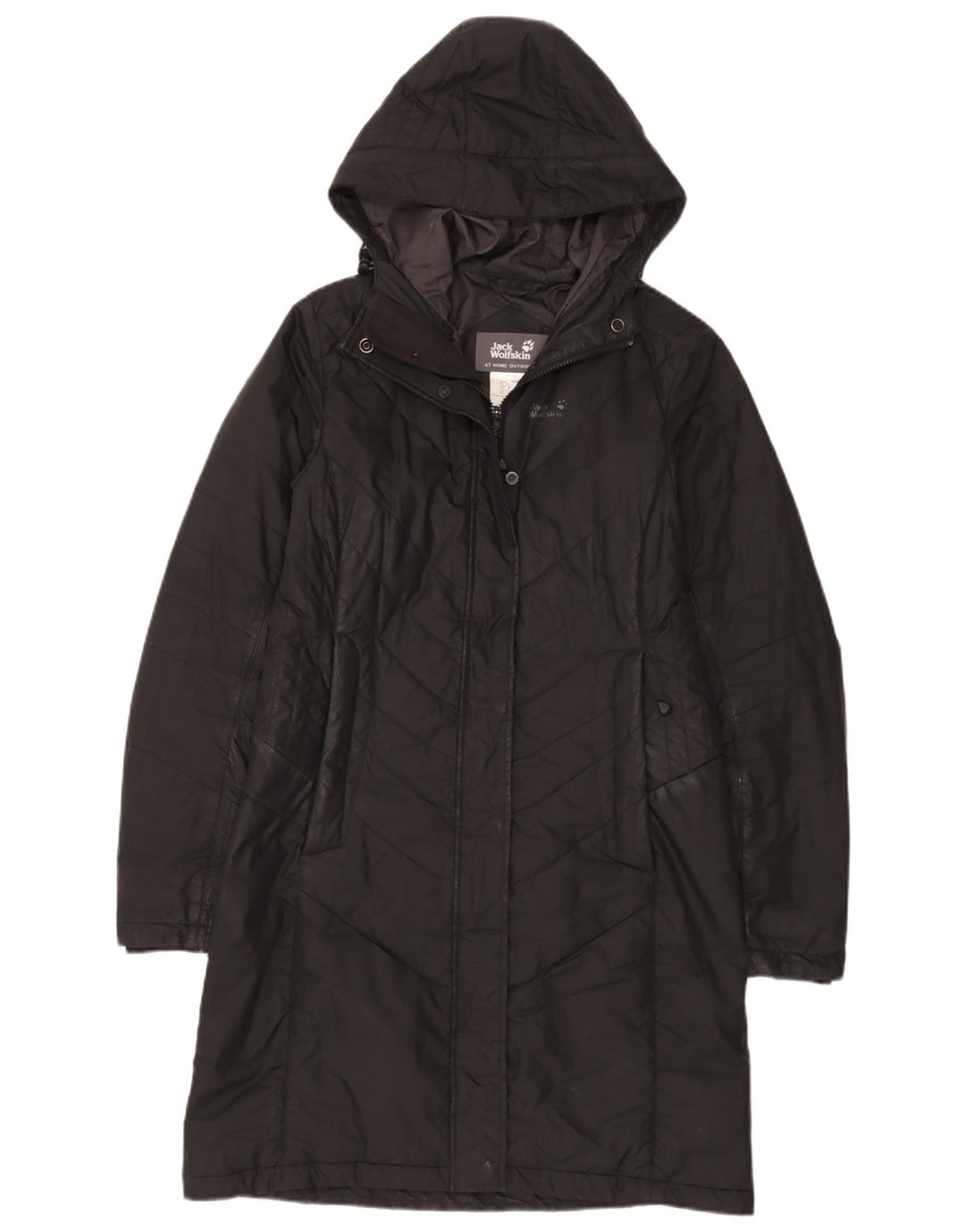 Женское стеганое пальто с капюшоном Jack Wolfskin UK 10, маленький черный полиэстер