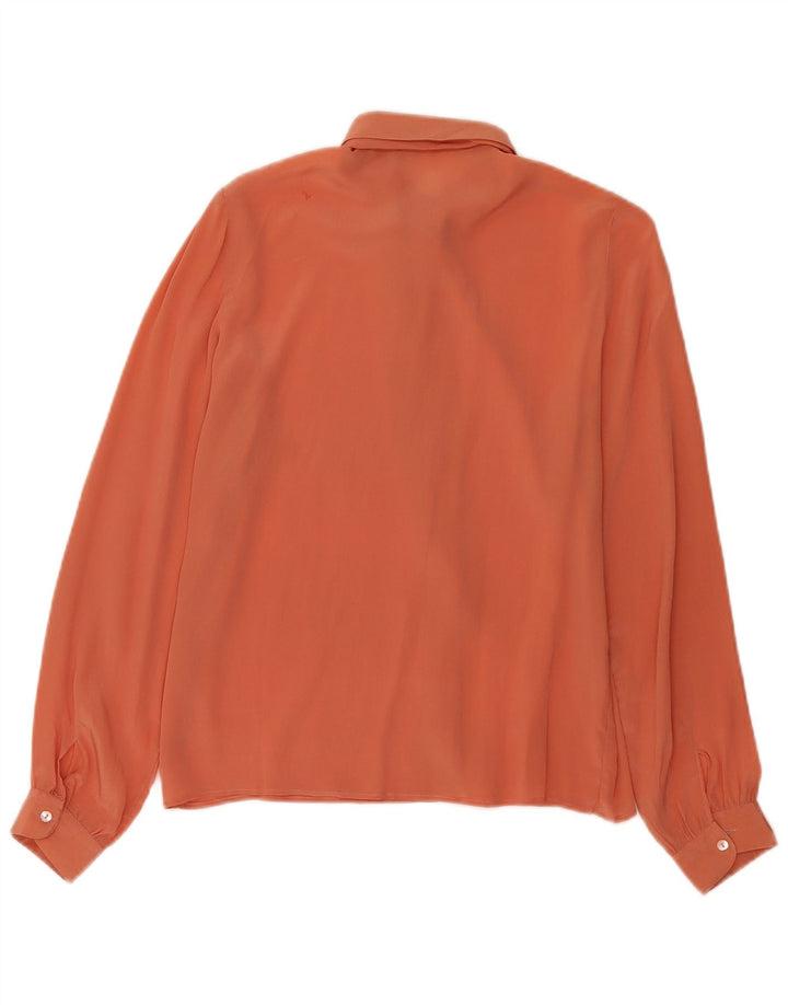 Винтажная женская блузка-рубашка с завязками спереди IT 44, средний оранжевый цвет