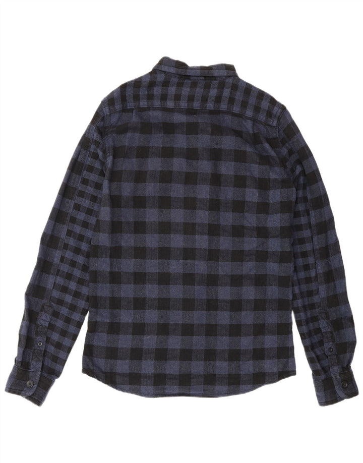 Мужская фланелевая рубашка Superdry, маленькая, темно-синяя, в клетку, хлопок