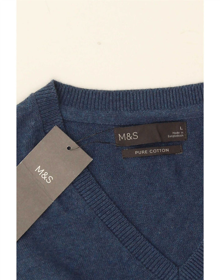 Мужская майка Marks & Spencer, большая темно-синяя хлопковая майка