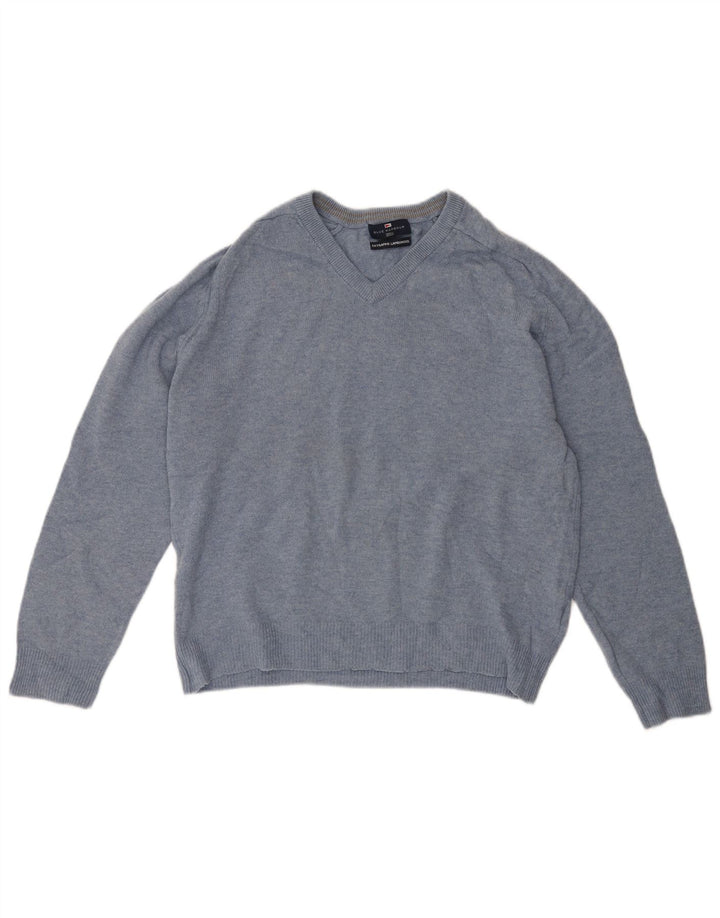 Мужской джемпер с v-образным вырезом Marks & Spencer Blue Harbour, средний синий