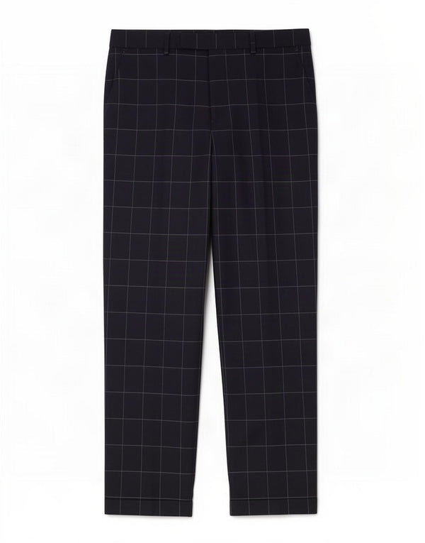 Мужские прямые костюмные брюки Marks & Spencer W32 L29 темно-синие в клетку