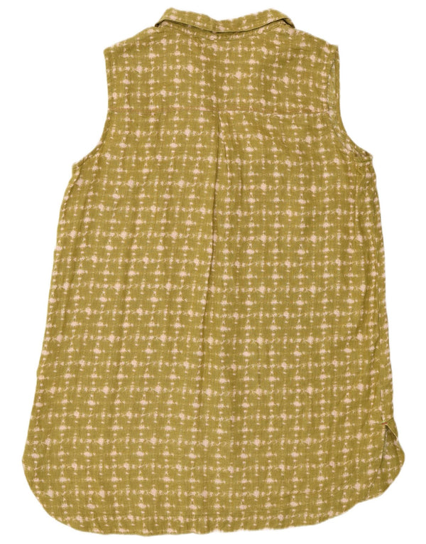 White Stuff Womens Sleeveless Basic Dress UK 14 Large Green Tie Dye Linen