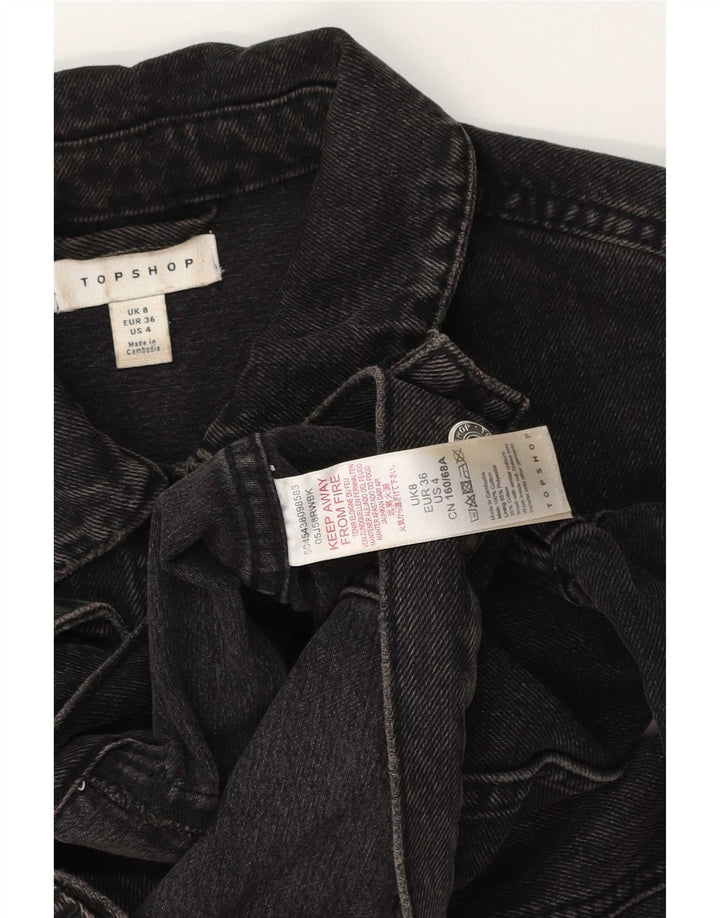 Женская укороченная джинсовая куртка Topshop UK 8, маленькая, черный хлопок