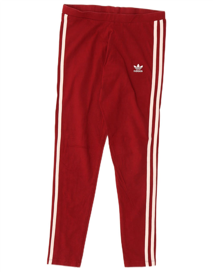 ADIDAS Womens Leggings UK 10 Small  Red Cotton