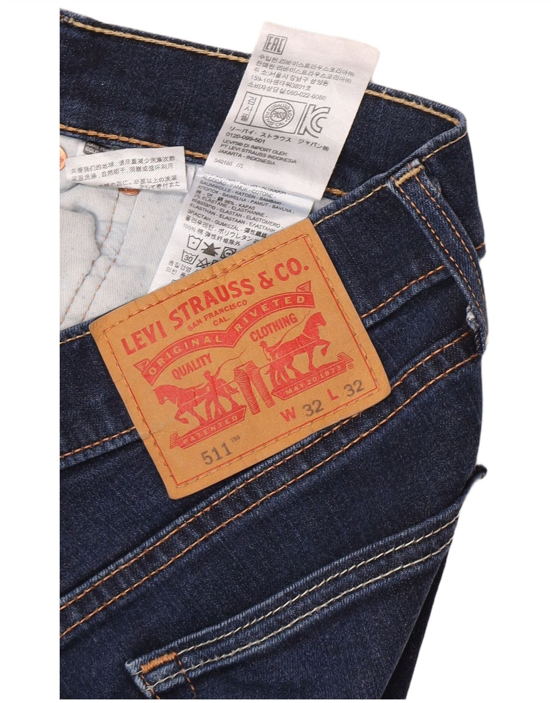 Женские узкие джинсы Levi's 511 W32 L29 синие, хлопок