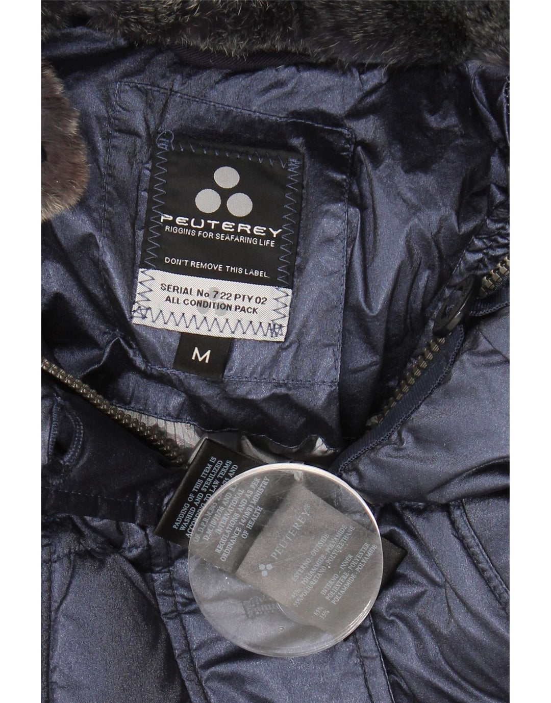 PEUTEREY Girls Hooded Padded Coat 7-8 Years Medium Navy Blue Polyamide Vintage PEUTEREY and Second-Hand PEUTEREY from Messina Hembry 