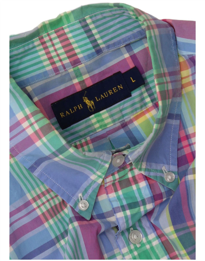 Мужская рубашка с коротким рукавом Ralph Lauren, большая синяя клетка