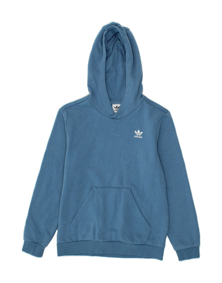 ADIDAS Boys Hoodie Jumper 11-12 Years Blue Vintage Adidas and Second-Hand Adidas from Messina Hembry 