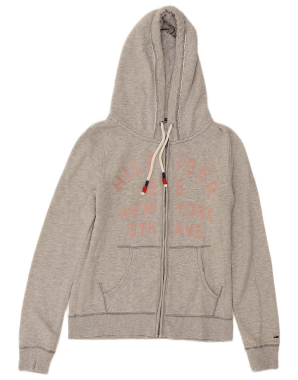 Женский свитер с капюшоном на молнии с графическим рисунком Tommy Hilfiger UK 12, средний серый в крапинку
