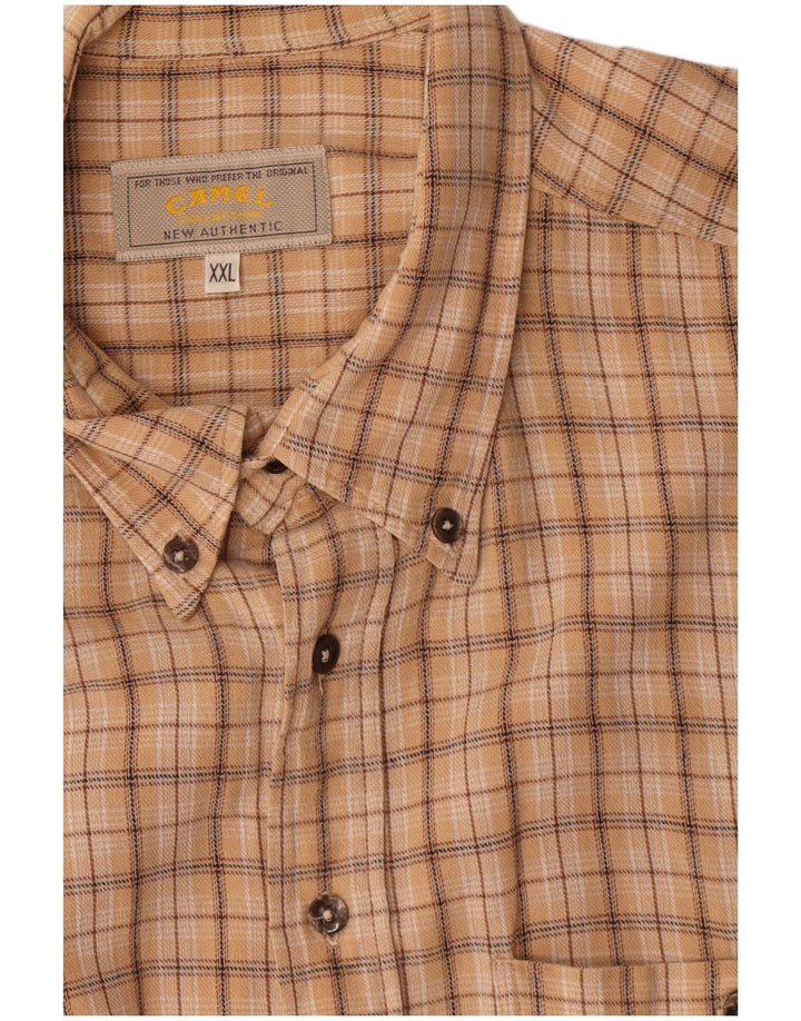 Мужская фланелевая рубашка Camel 2XL, хлопок в бежевую клетку