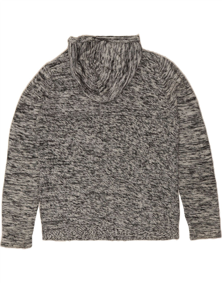 JACK & JONES Mens Hooded Jumper Large Grey Flecked Cotton Vintage Jack & Jones and Second-Hand Jack & Jones from Messina Hembry 