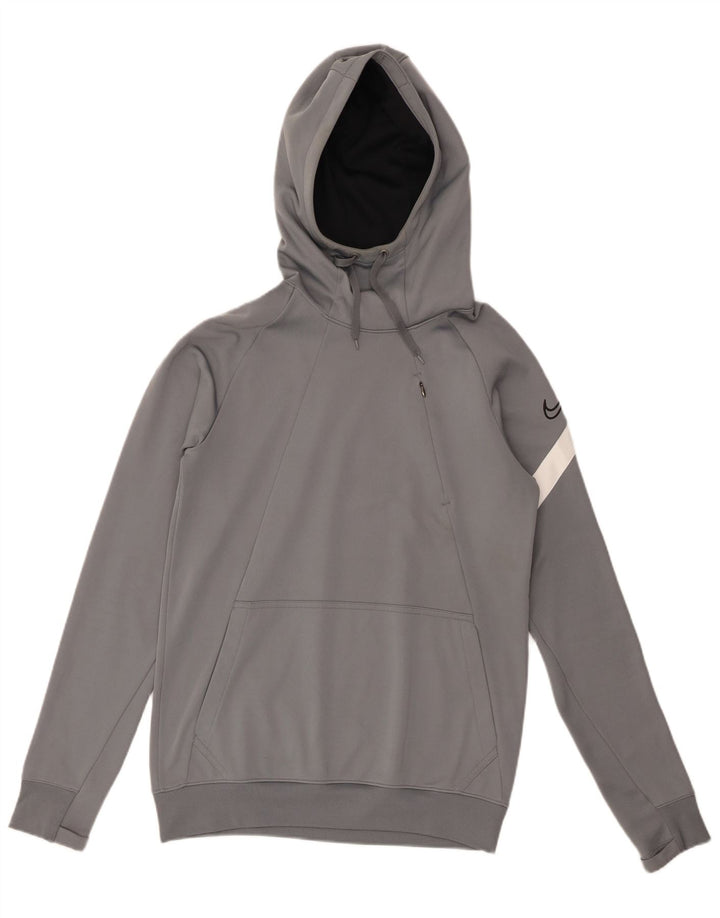 Мужской джемпер с капюшоном Nike Dri Fit, маленький серый, полиэстер с цветными блоками