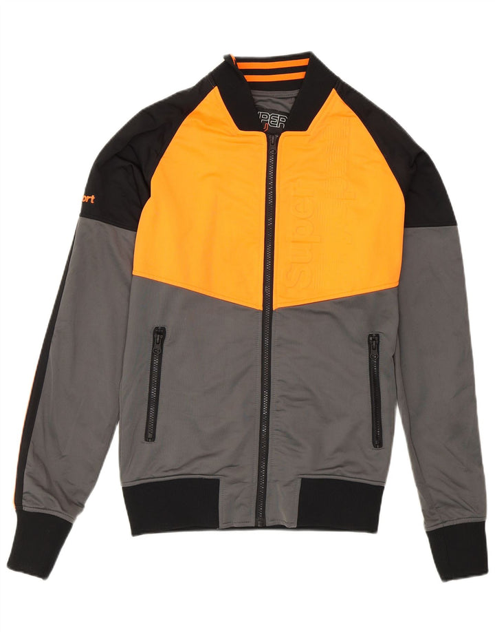 Мужской спортивный костюм Superdry, верхняя куртка, маленький серый полиэстер с цветными блоками