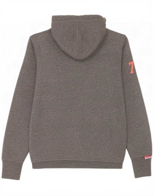 Женский свитер с капюшоном на молнии с графическим рисунком Superdry UK 14, хлопковый средний серый цвет