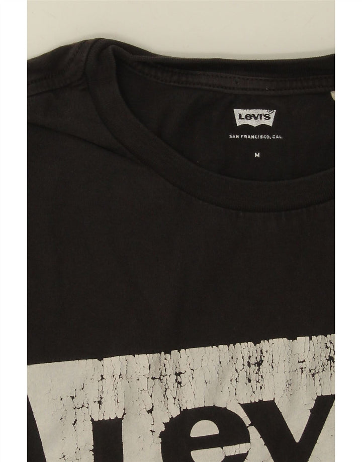 LEVI'S Womens Graphic T-Shirt Top UK 14 Medium Black Cotton Vintage Levi's and Second-Hand Levi's from Messina Hembry 
