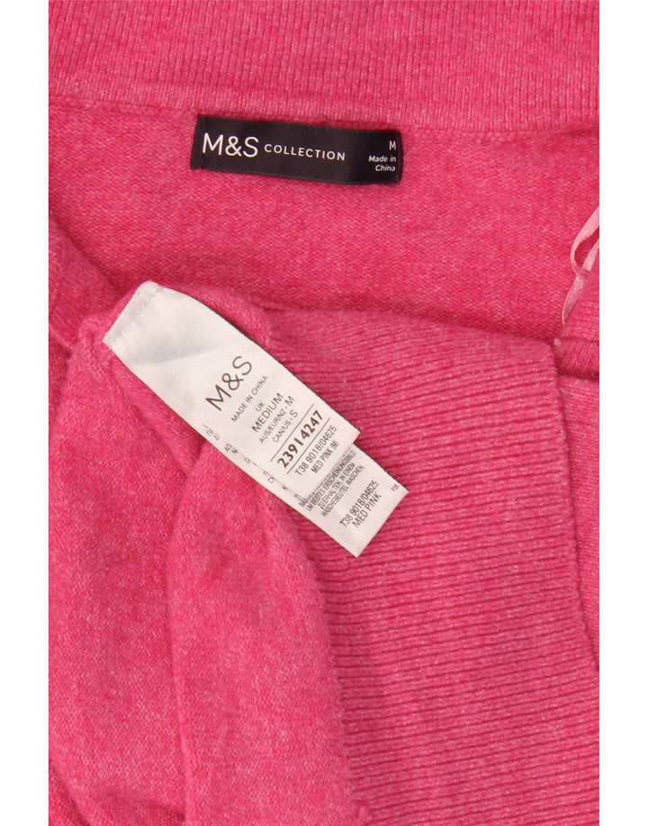 Женский джемпер с воротником поло Marks & Spencer UK 14, средний розовый полиэстер