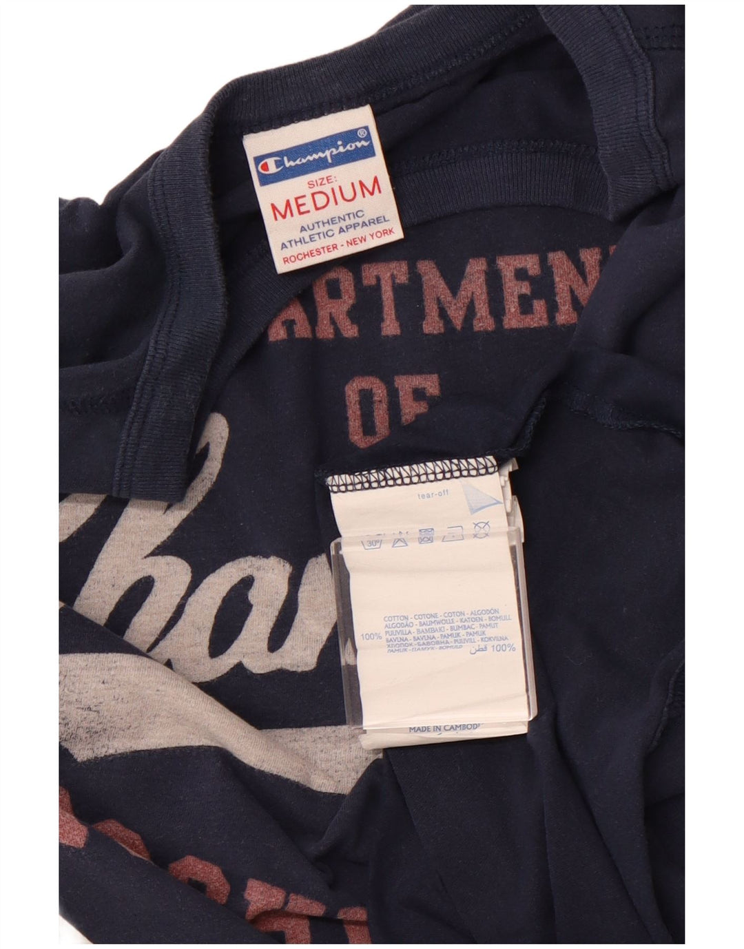 Мужской топ CHAMPION Rochester с рисунком и длинным рукавом, средний темно-синий, хлопок