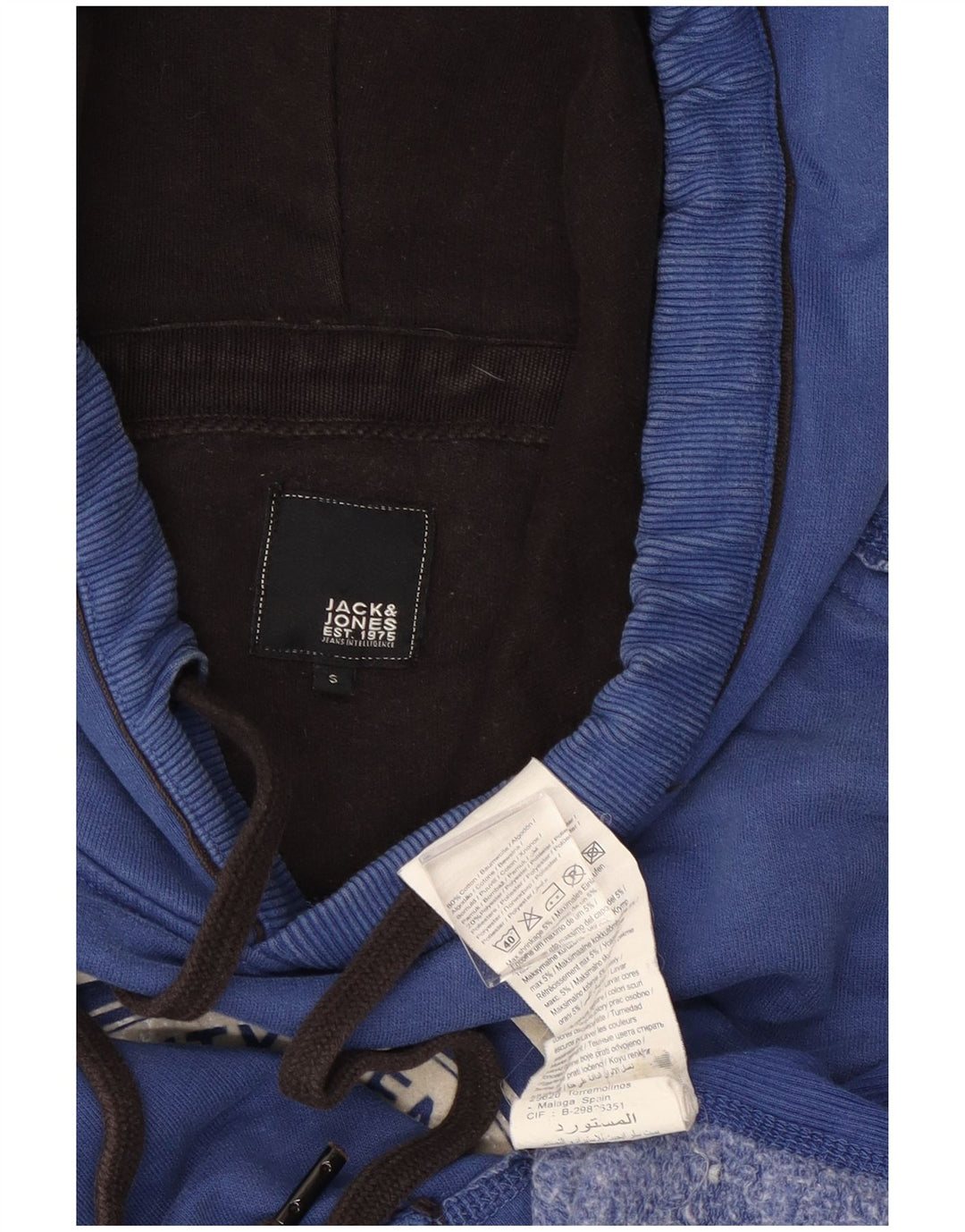 Мужской джемпер с капюшоном JACK & JONES, маленький синий, хлопковый