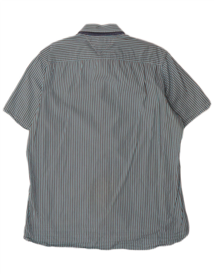 TOMMY HILFIGER Мужская рубашка с коротким рукавом на заказ, большая синяя полоска