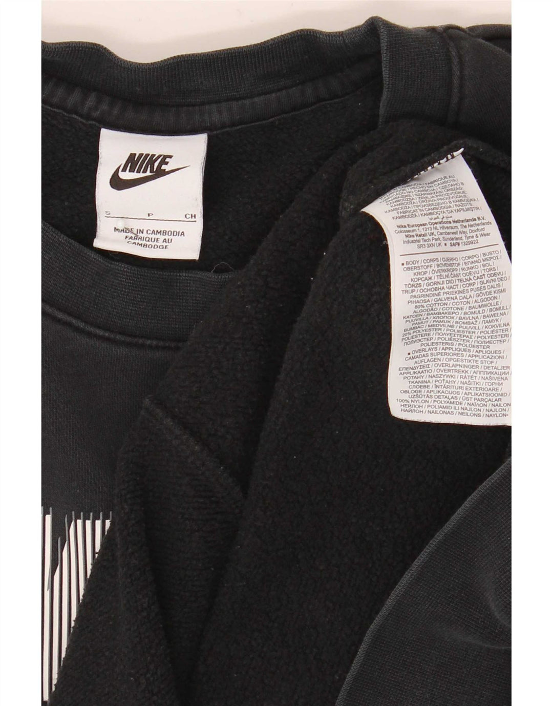 Мужской свитшот с графическим рисунком Nike, маленький черный хлопковый джемпер с цветными блоками