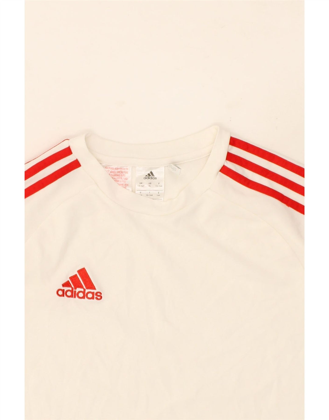 ADIDAS Boys Climalite T-Shirt Top 13-14 Years White Polyester Vintage Adidas and Second-Hand Adidas from Messina Hembry 