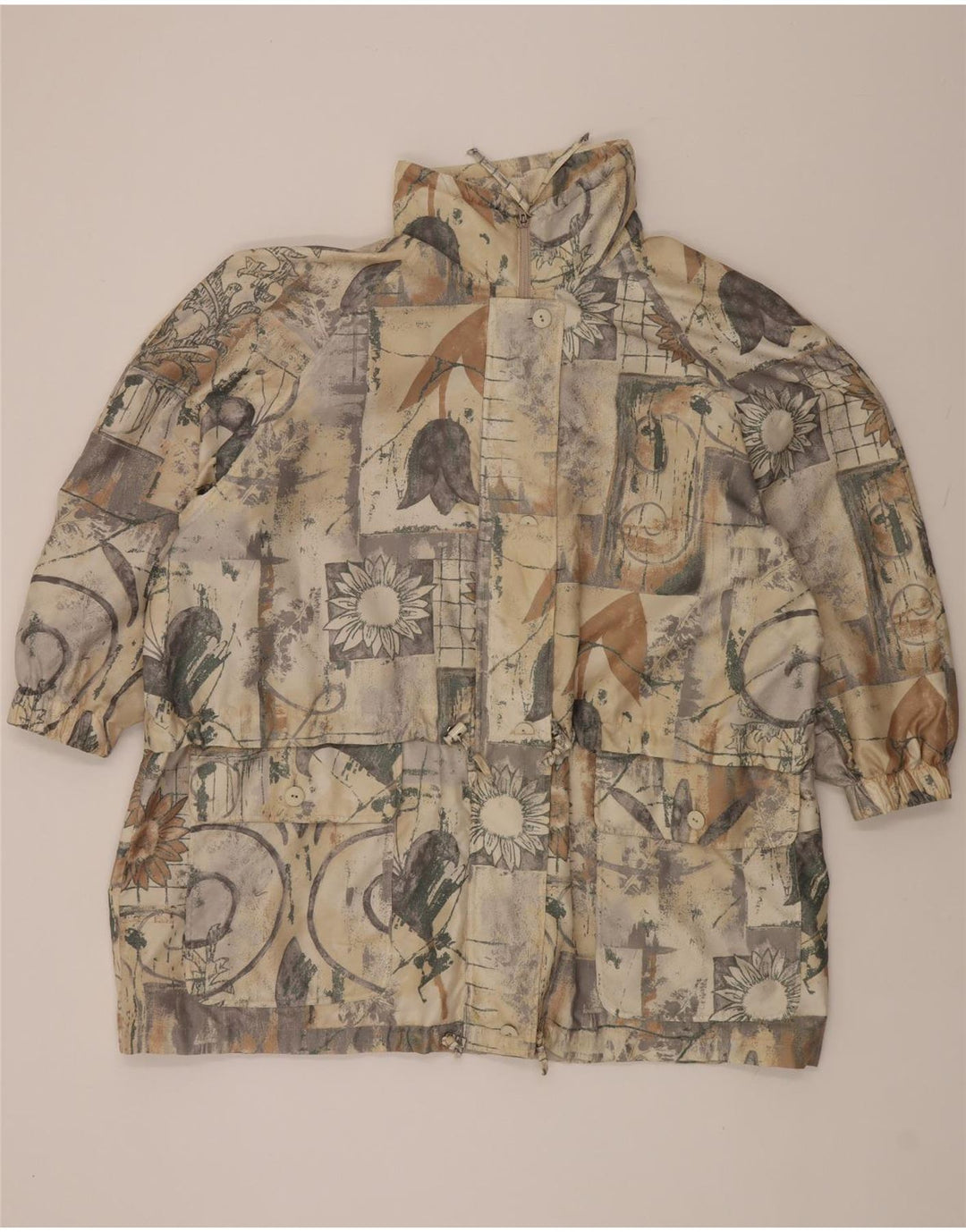 C&A Womens Windbreaker Coat EU 54 3XL Beige Floral Polyester Vintage C&A and Second-Hand C&A from Messina Hembry 