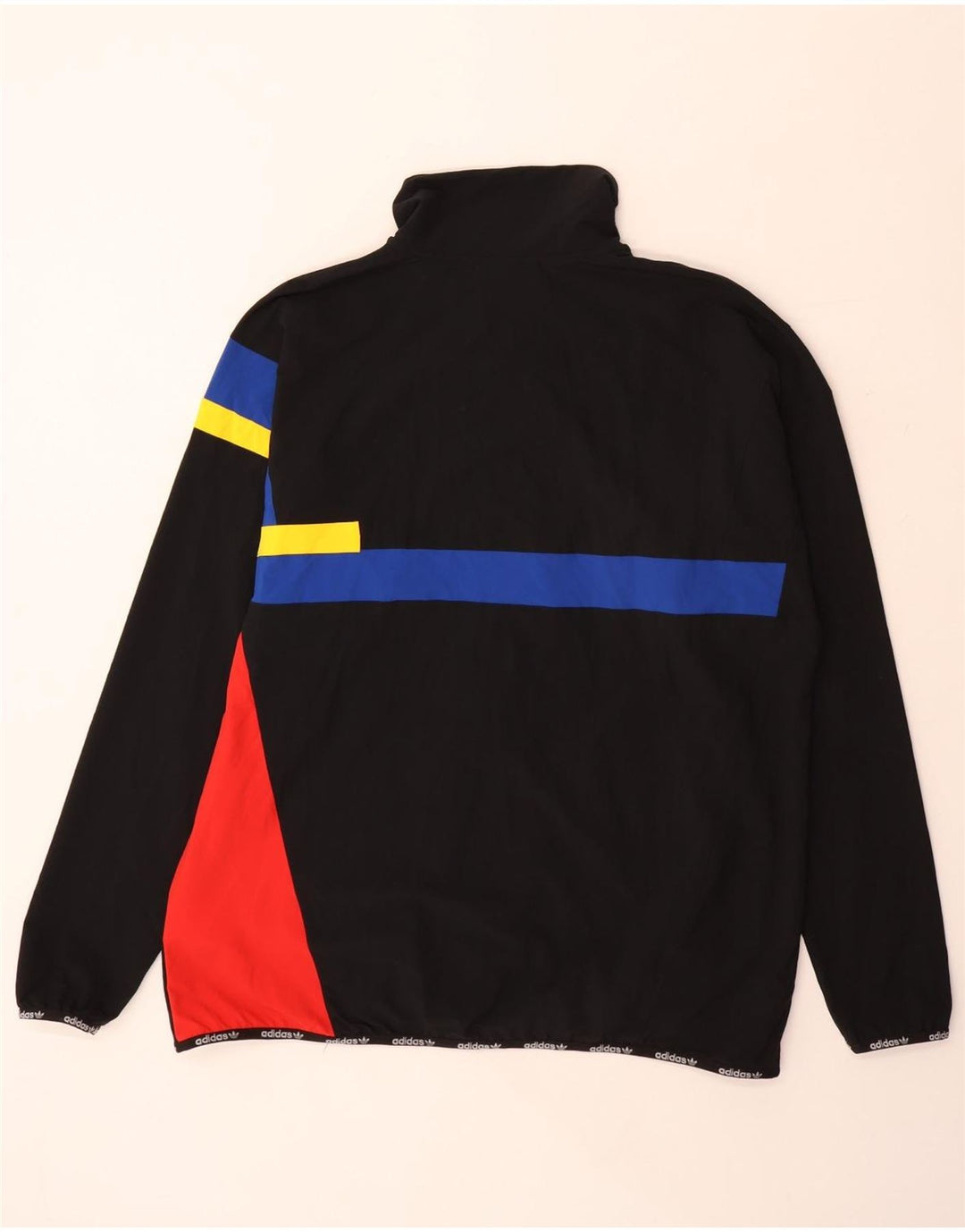 Мужской спортивный костюм ADIDAS, верхняя куртка, большой черный нейлон с цветными блоками