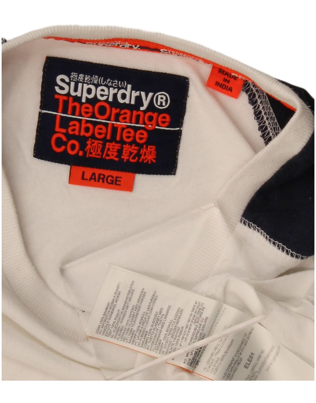 Мужской топ Superdry с длинным рукавом, большой белый хлопок с цветными блоками