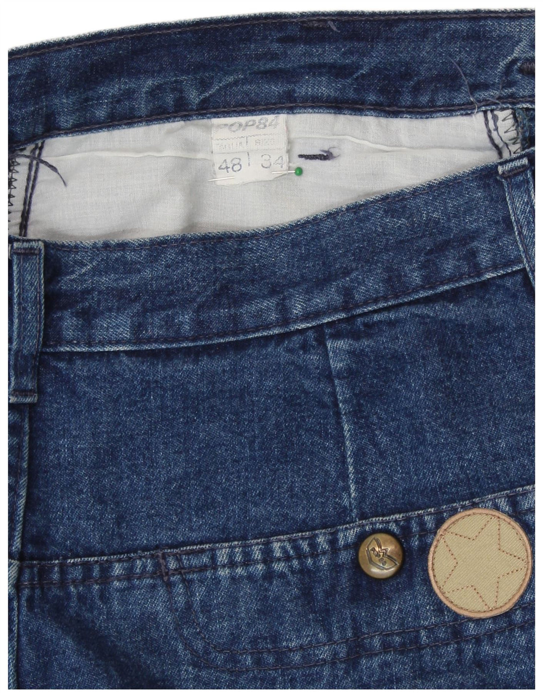 Женские зауженные джинсы с высокой талией POP 84 IT 48 XL W34 L32 Синий хлопок