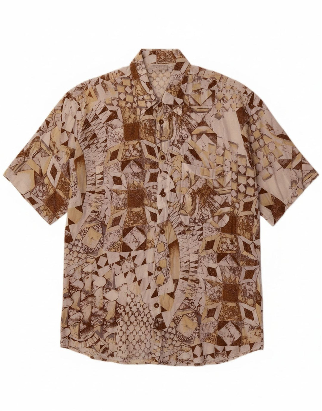 VINTAGE Mens Short Sleeve Shirt IT 50 Medium Multicoloured Geometric Vintage Vintage and Second-Hand Vintage from Messina Hembry 
