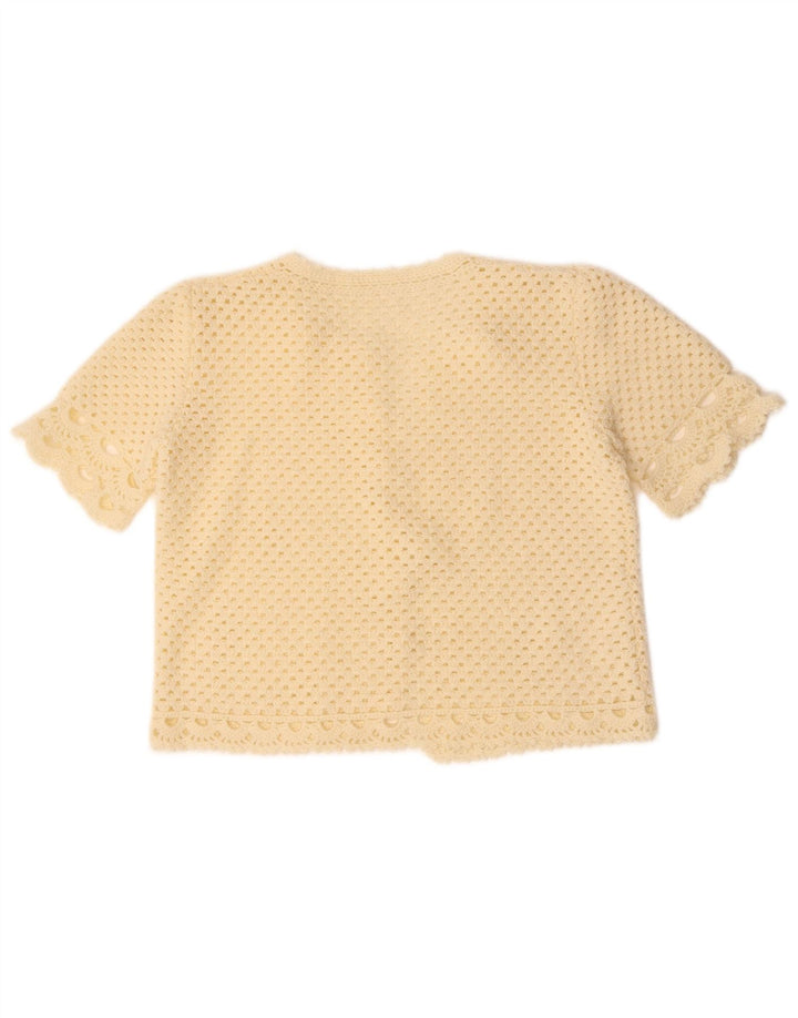 VINTAGE Женский укороченный кардиган с короткими рукавами UK 14 Средний Off Белый