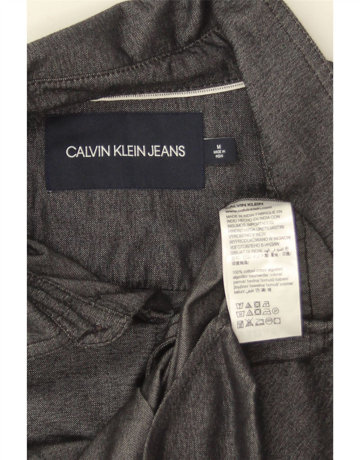 Мужская рубашка Calvin Klein Jeans среднего серого цвета из хлопка