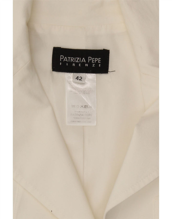 PATRIZIA PEPE Womens 2 Button Blazer Jacket IT 42 Medium White Cotton Vintage Patrizia Pepe and Second-Hand Patrizia Pepe from Messina Hembry 