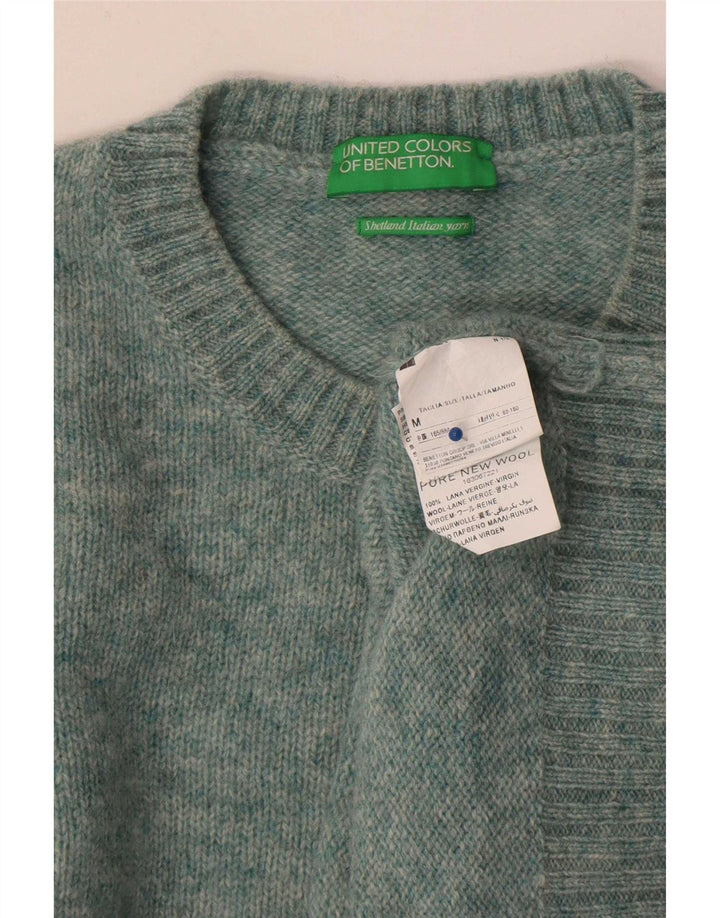 Женский джемпер с круглым вырезом Benetton, Великобритания 14, средний зеленый, шерсть