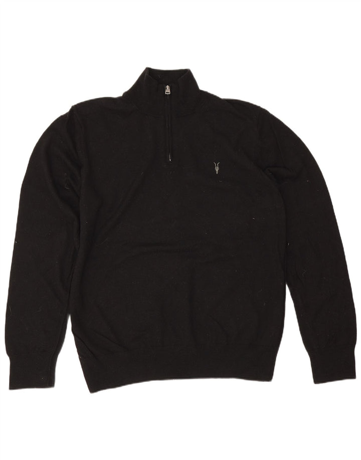 Мужской свитер All Saints с воротником на молнии 2XL, черный, шерсть