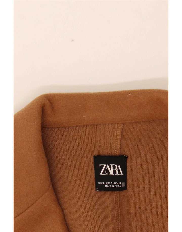 Женское открытое пальто Zara UK 10, маленькое коричневое полиэстер
