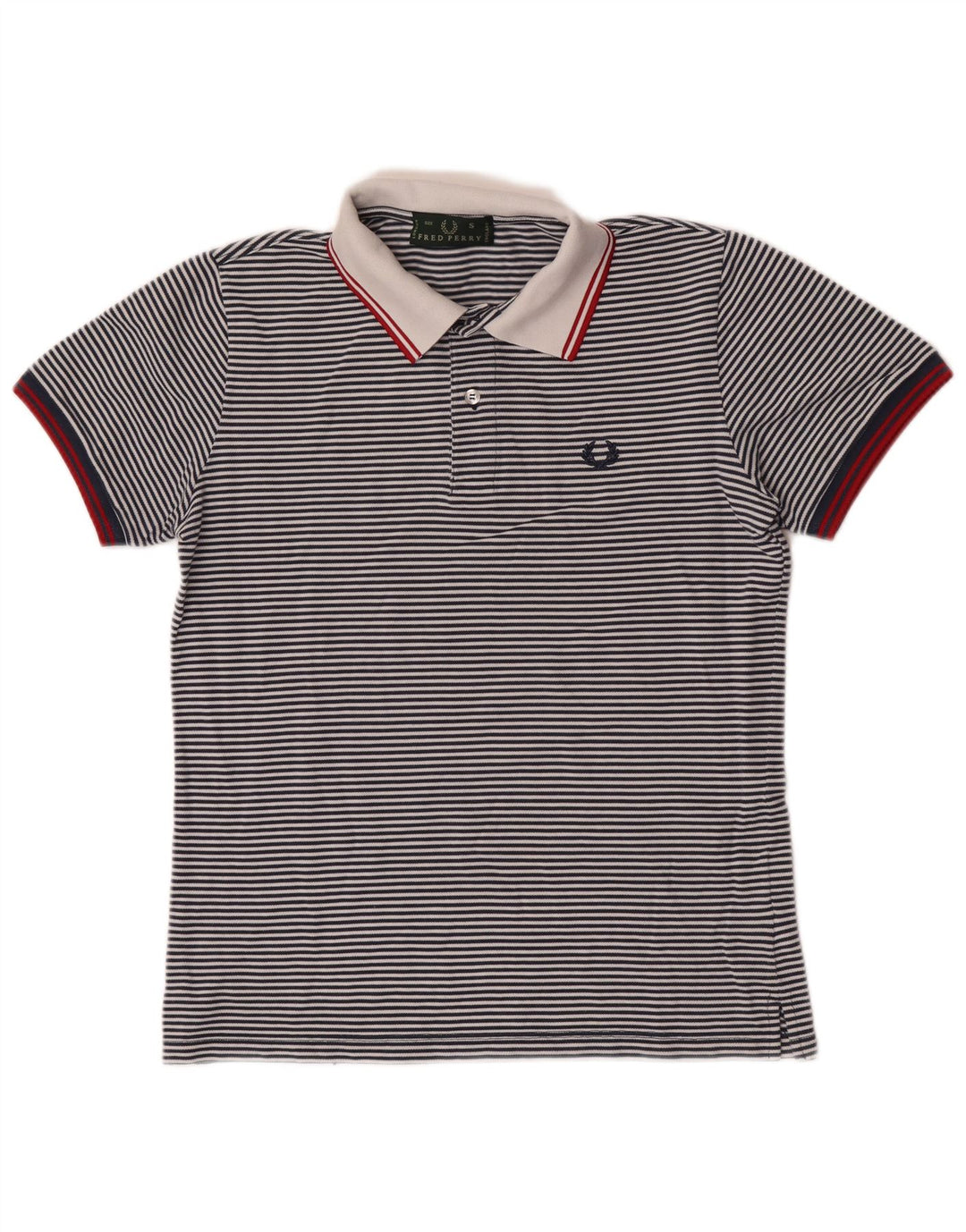 Мужская рубашка-поло Fred Perry, маленькая, темно-синяя, хлопковая в тонкую полоску