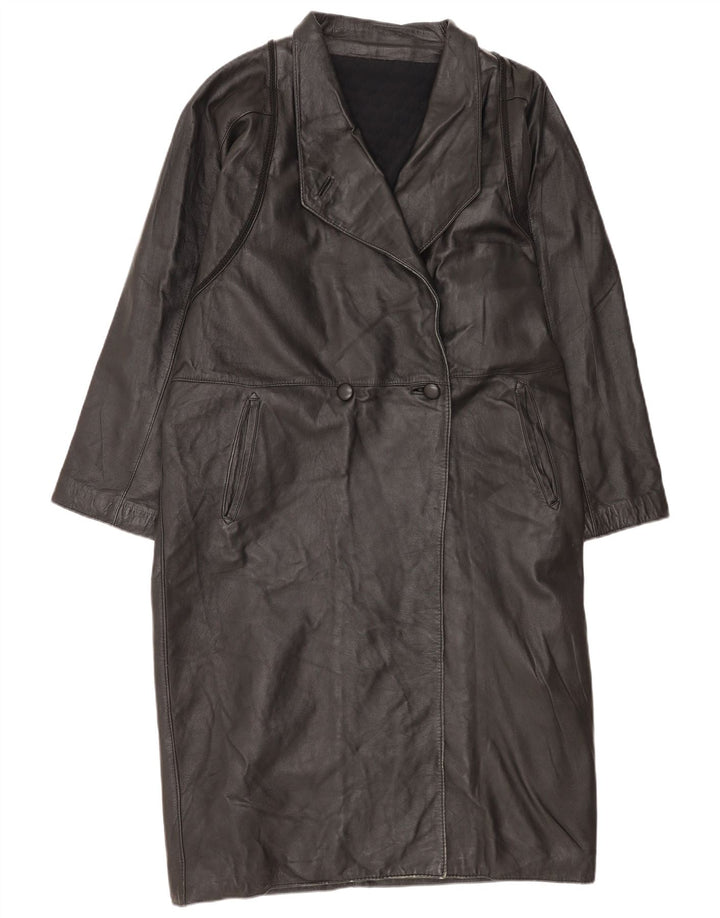 Винтажное женское кожаное пальто UK 18 XL, черное