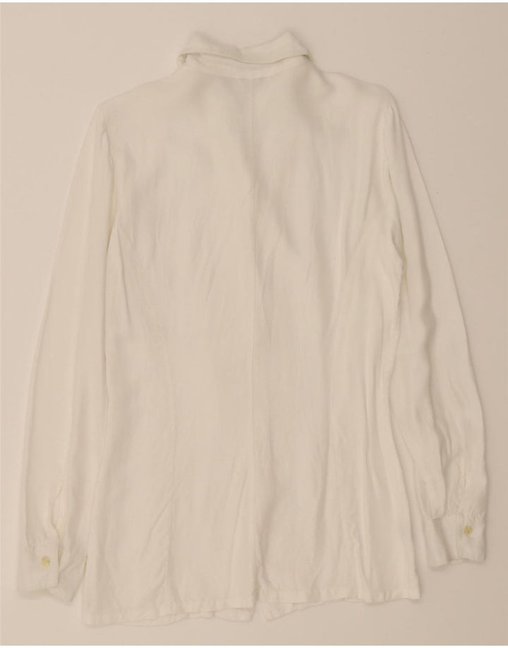 BENETTON Womens Shirt Blouse UK 12 Medium White Viscose Vintage Benetton and Second-Hand Benetton from Messina Hembry 