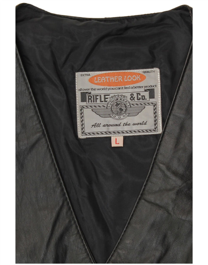 Женский кожаный жилет с винтовкой UK 16, большой черный байкерский размер