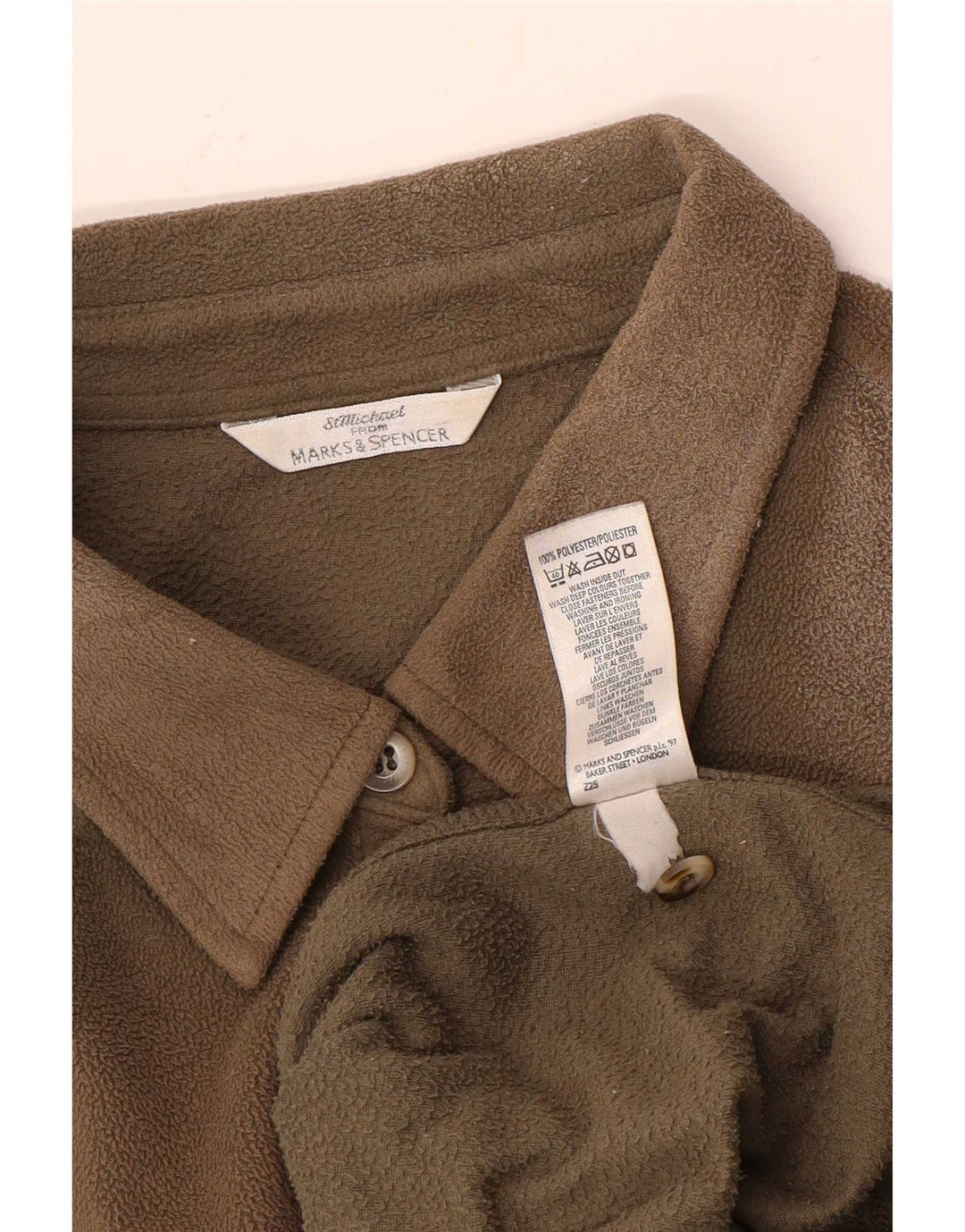 Женская флисовая рубашка Marks & Spencer UK 14, большая, бежевая, полиэстер