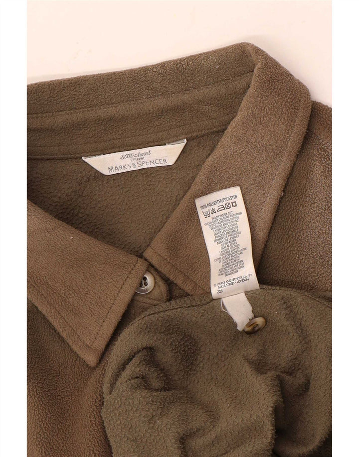 Женская флисовая рубашка Marks & Spencer UK 14, большая, бежевая, полиэстер