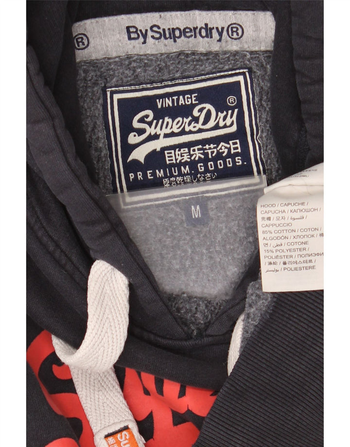 Мужской джемпер с капюшоном Superdry, черный, хлопковый, среднего размера
