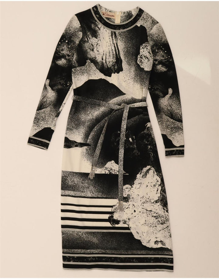 Женское платье макси с абстрактным узором и длинными рукавами Antonette, Великобритания, 10, маленькое черное